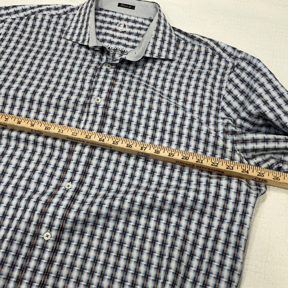 BUGATCHI UOMO Men's Classic Fit Plaid Dress Shirt Long‎ Sleeve Button Down Sz XL - Picture 4 of 7
